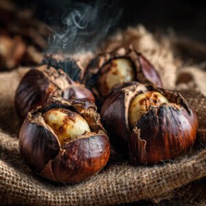 Castañas y postres hecha con freidora de aire