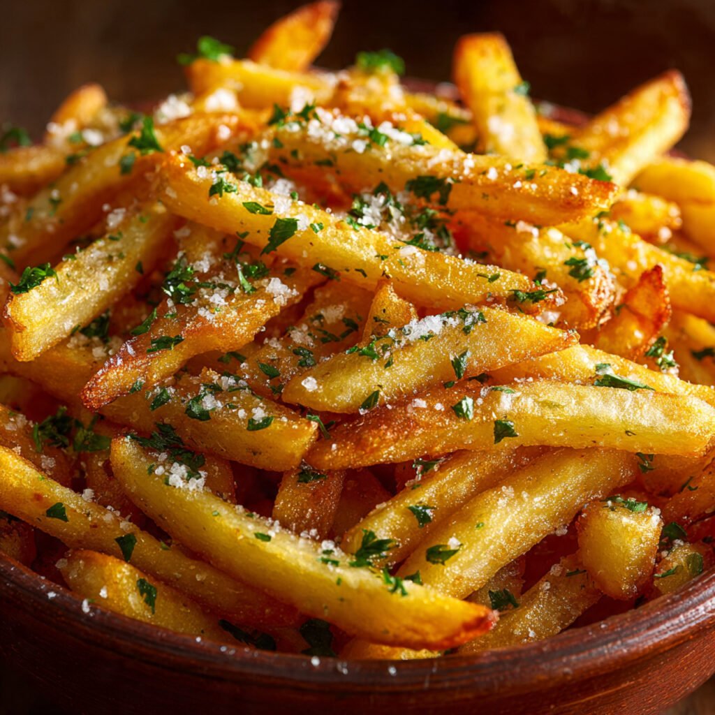 Patatas fritas crujientes hecha con freidora de aire